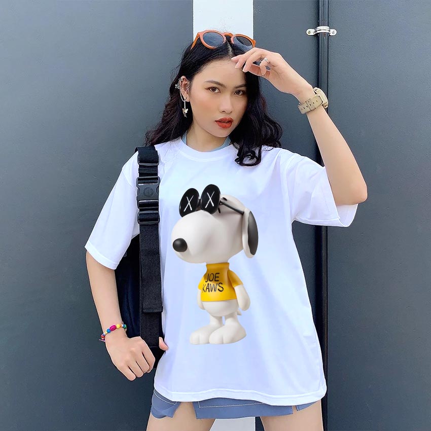 Áo Thun Unisex, áo phông form rộng nam nữ chất liệu Cotton JOE KAWS SNOOPY T-SHIRT-JKAWS001