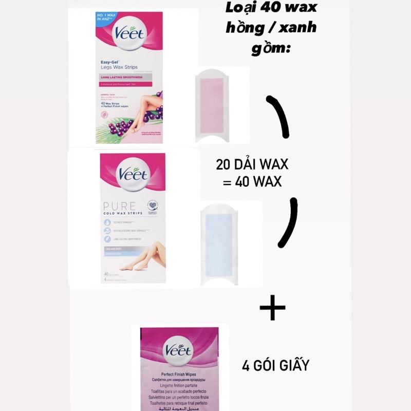 [SẴN]MIẾNG WAX LÔNG BODY VEET, WAX LÔNG VEET TOÀN THÂN, MIẾNG DÁN TẨY LÔNG VEET TẶNG KÈM GIẤY DƯỠNG DA