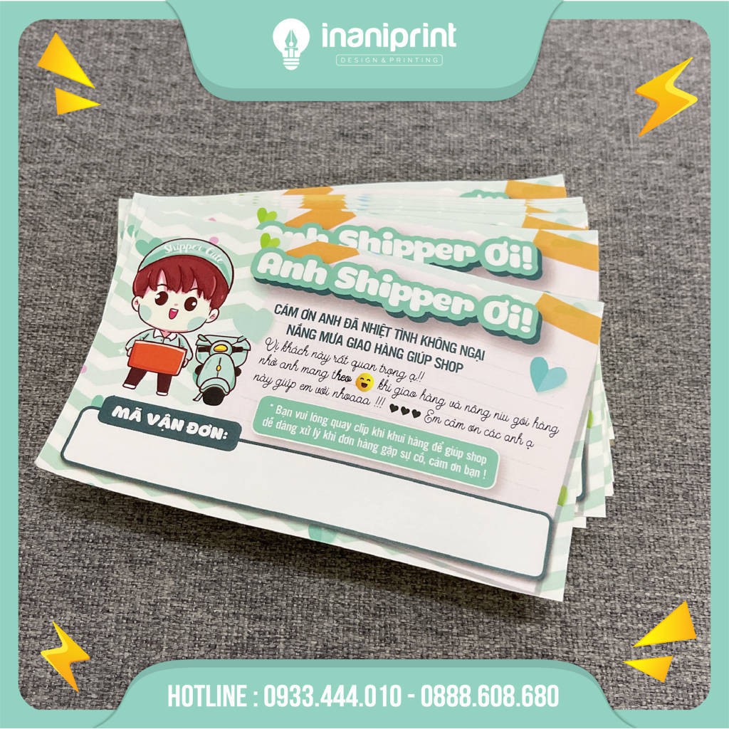 Tem cám ơn anh shipper, giấy cám ơn shipper có keo - xanh ngọc 020