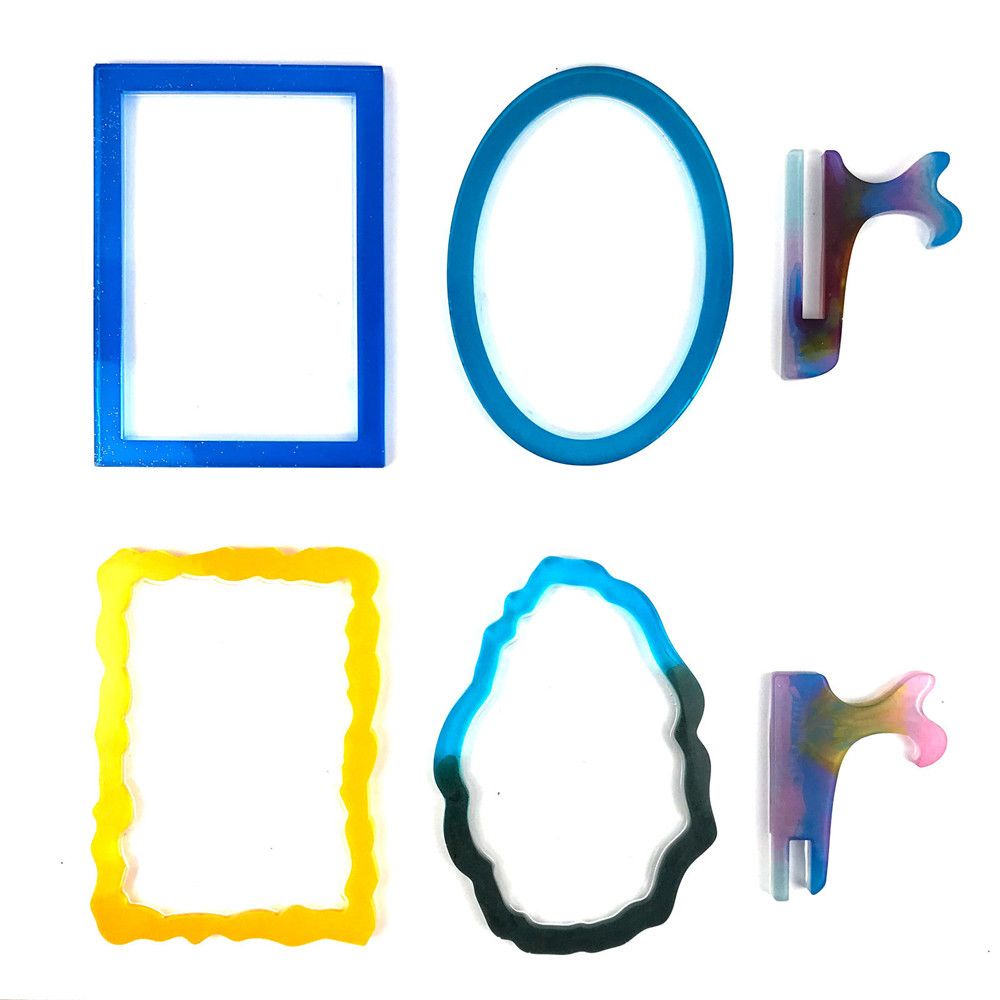 Khuôn Nhựa Làm Khung Ảnh DIY Có Giá Đỡ|Khuôn Silicone Làm Trang Sức Hình Vuông Tròn