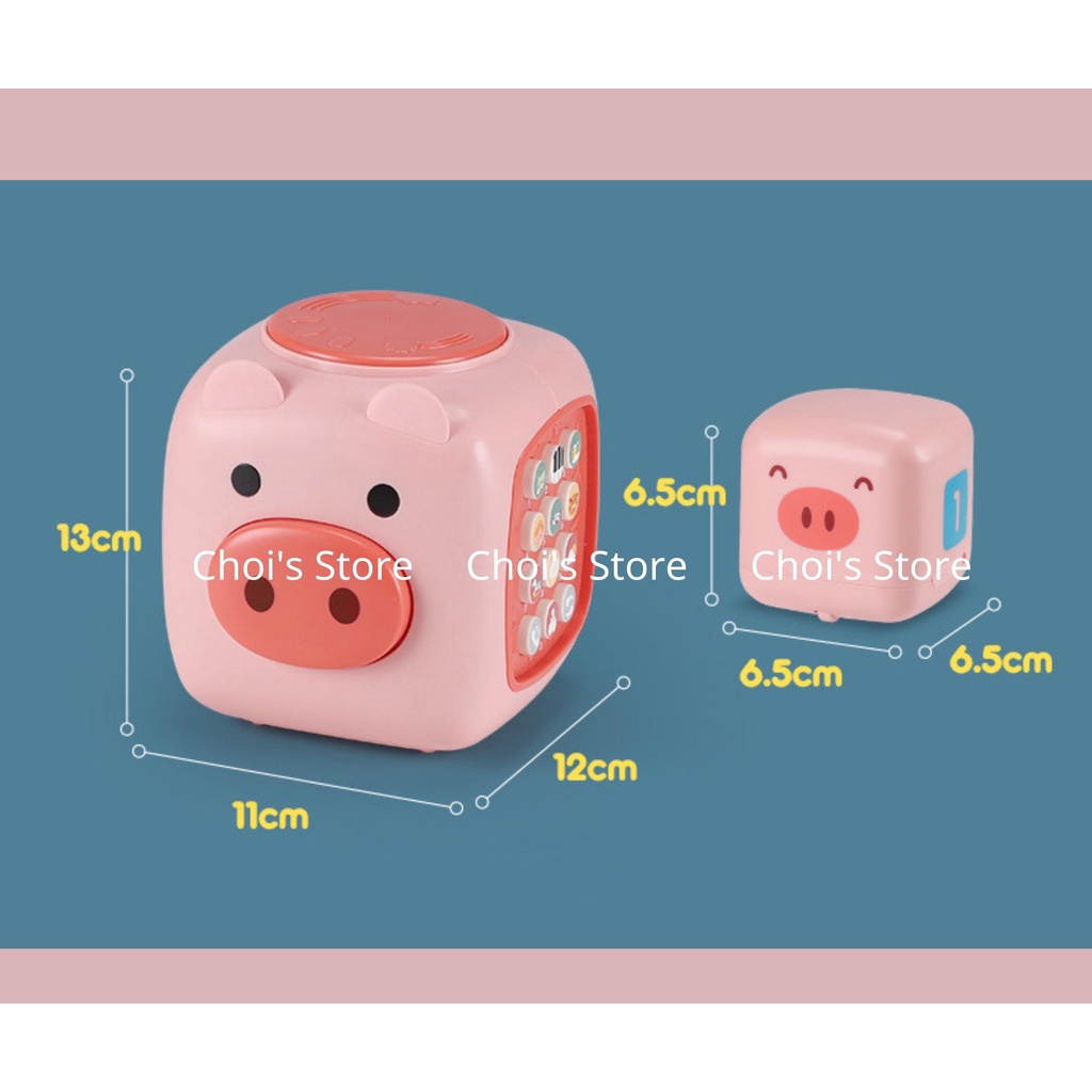 Đồ chơi phím nhạc, trống mẫu mẹ con heo hồng, bò sữa siêu đáng yêu có bánh xe chạy đà Choi Store 62