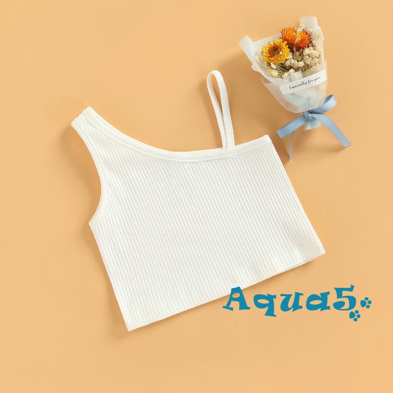 Áo Lửng Không Tay Màu Trơn Phong Cách Mùa Hè Cho Bé Gái