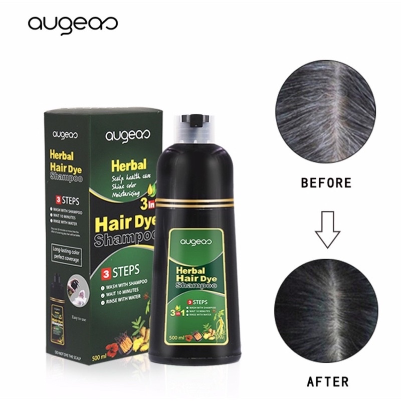 Dầu Gội Nhuộm Phủ Bạc Nhanh Augeas 500ml Black Hair Shampoo