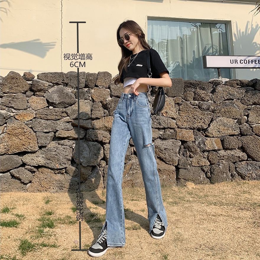 Quần Jeans Nữ Lưng Cao Xẻ Ống Thời Trang Hè 2021 | BigBuy360 - bigbuy360.vn