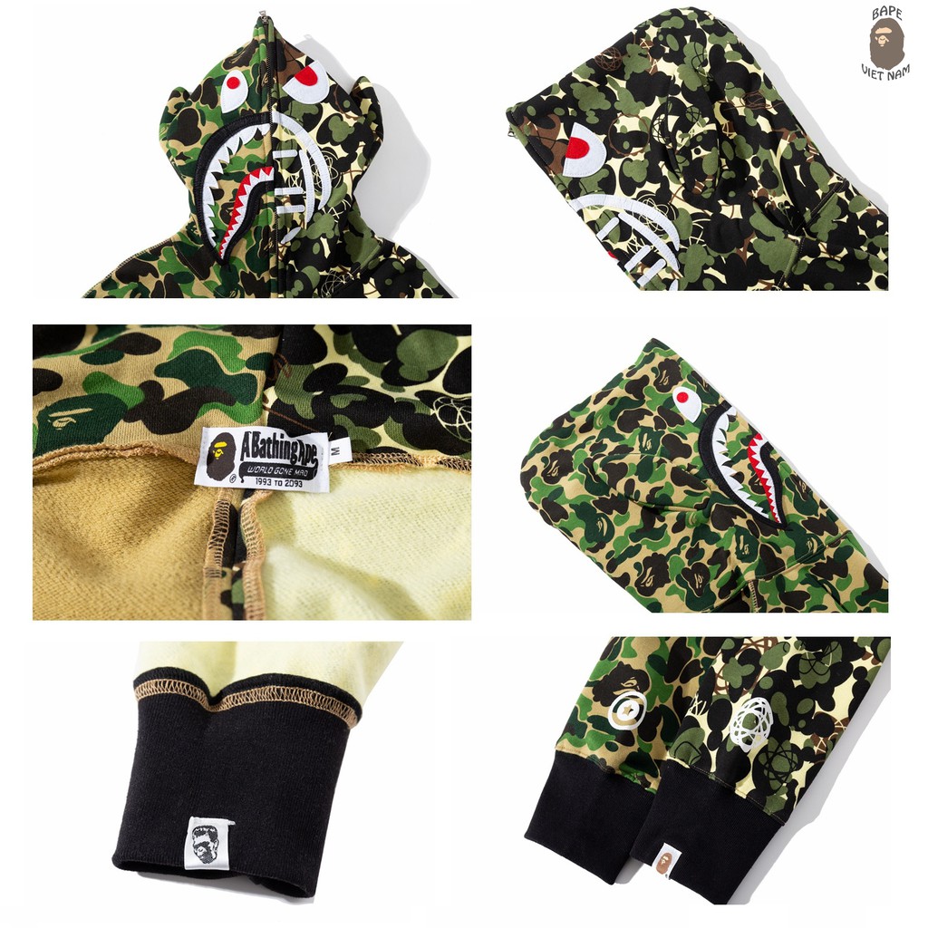 [ODER + FREESHIP] Jacket Bape Shark x UNKLE fullzip , Áo khoác Hoodie Bape Cá Ngáo Seasion 21 Siêu hot