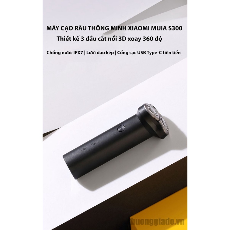 Máy cạo râu thông minh Xiaomi Mijia S300, thiết kế 3 đầu cắt nổi 3D, lưỡi dao kép, cổng usb type-c