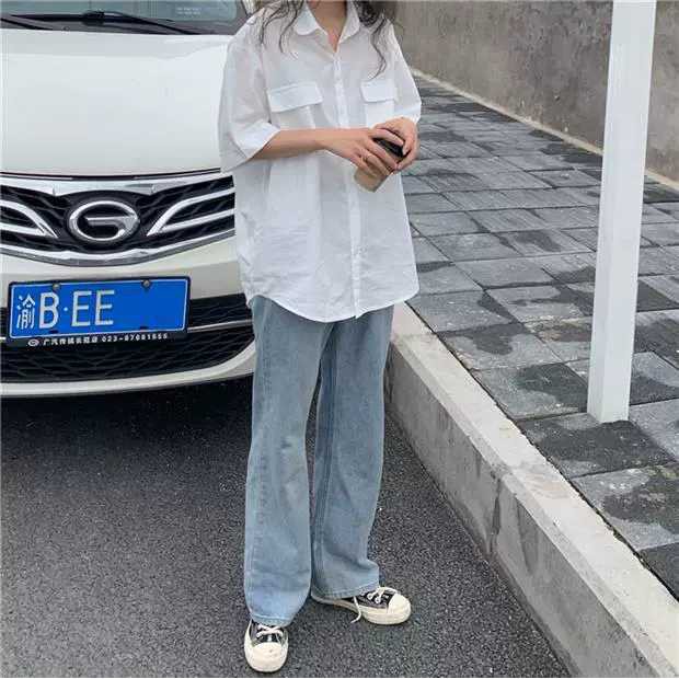 ÁO SƠ MI CAM - SƠ MI TRẮNG TAY LỠ TÚI HỘP HOT - (Sp sẵn)