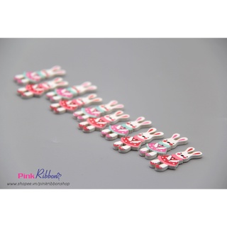 [Set 5c] Thỏ gỗ trắng cỡ 4cm x 1.7cm