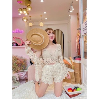 Full set áo quần choàng lưới ren đi biển Quảng Châu