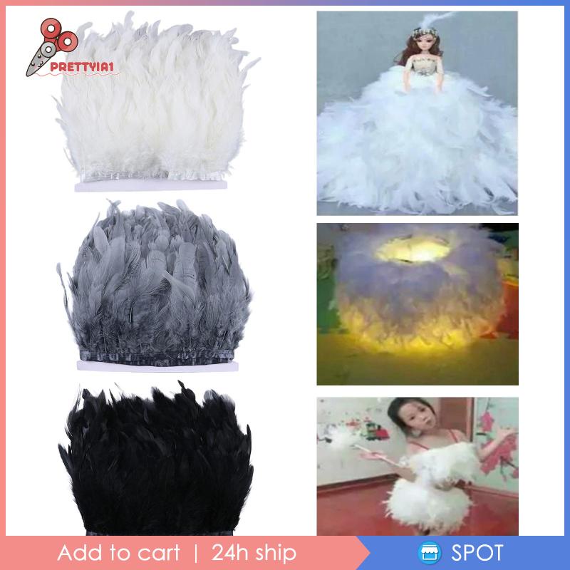 [Prettyia1] Lông Vũ Tua Rua Trang Trí Đầm Hóa Trang Diy Màu Xám