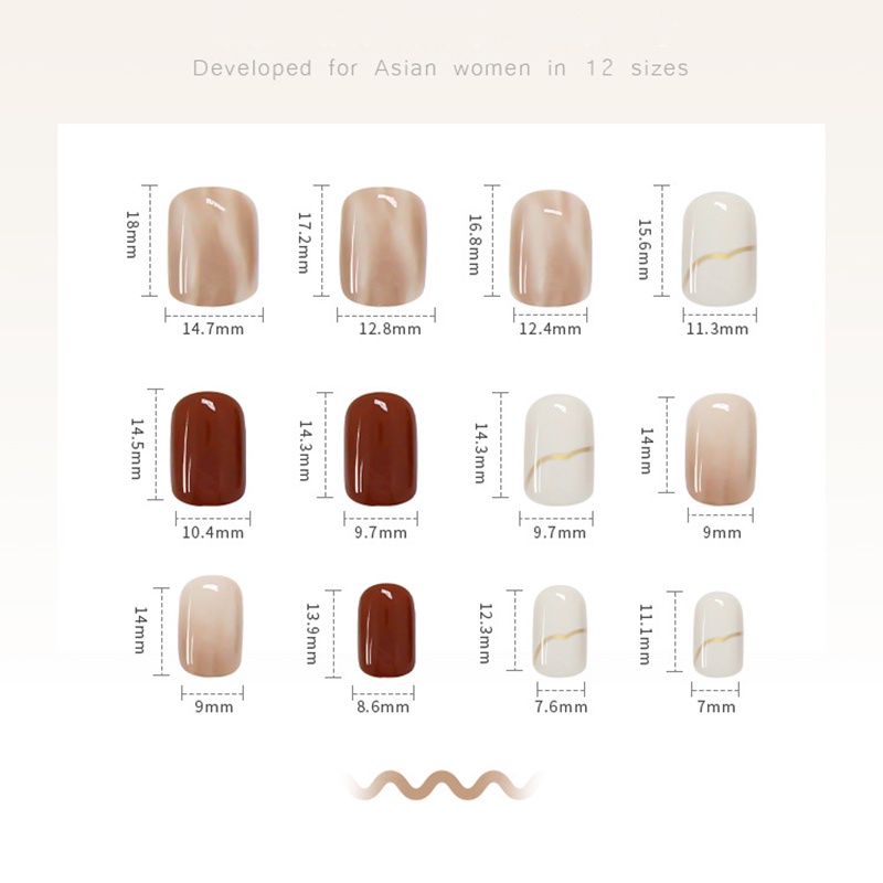 Bộ 24 móng tay giả họa tiết đá cẩm thạch kèm keo dán