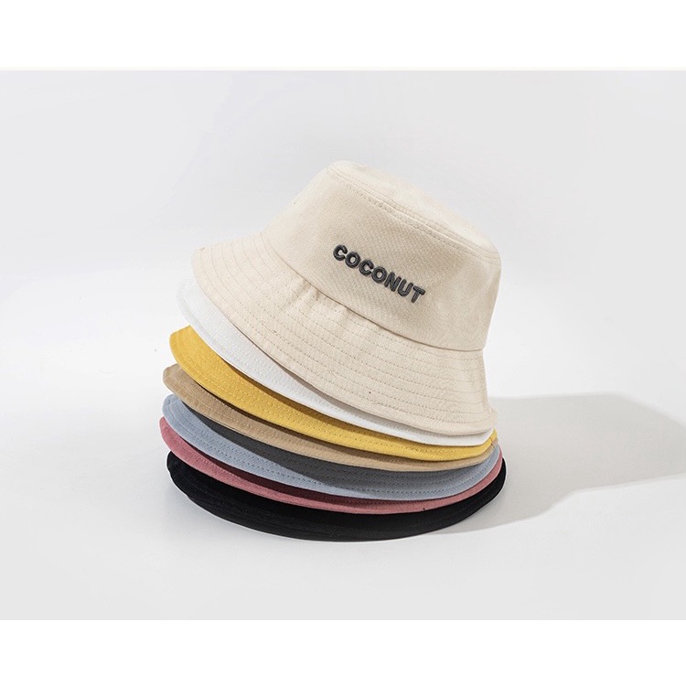 Mũ bucket vành tai cụp thêu chữ coconut nhiều màu Unisex  phù hợp nam nữ