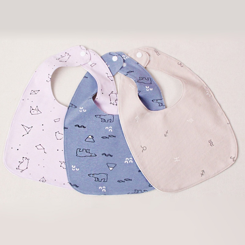 Bộ 4 Yếm Ăn Cotton Mềm Mại Chống Thấm Nước In Họa Tiết Hoạt Hình Xinh Xắn Cho Bé