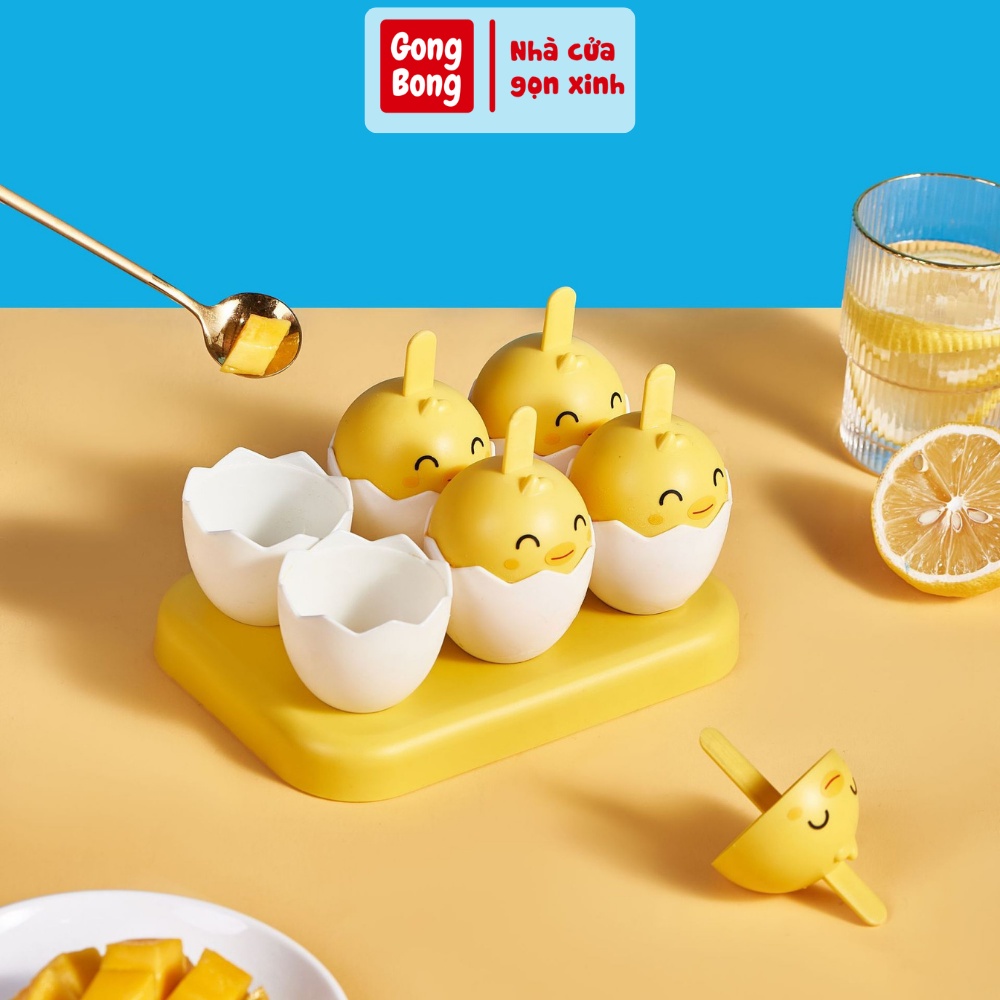 Khuôn làm kem 6 que gà con dễ thương tiện lợi an toàn kháng khuẩn khay kem an toàn cho bé