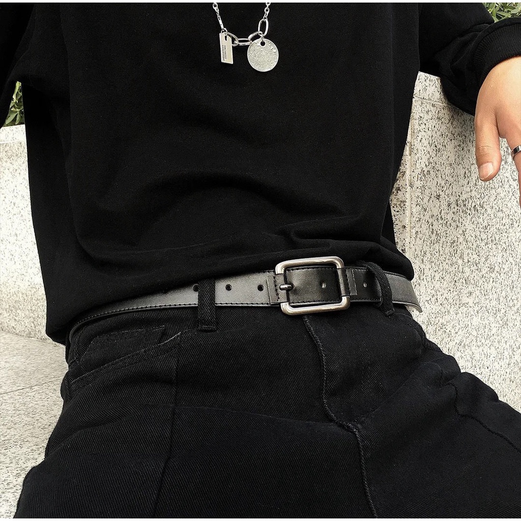 Thắt Lưng Nam Nữ DG Mặt Vuông Asta Accessories Màu Đen Xám Đẹp - Dây Lưng Unisex Mặt Kim Loại  Da PU Hàn Quốc - DG