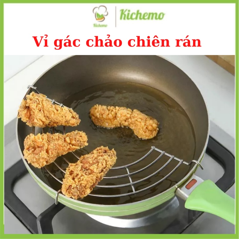 Vỉ gác chảo chiên rán bằng inox tiện dụng