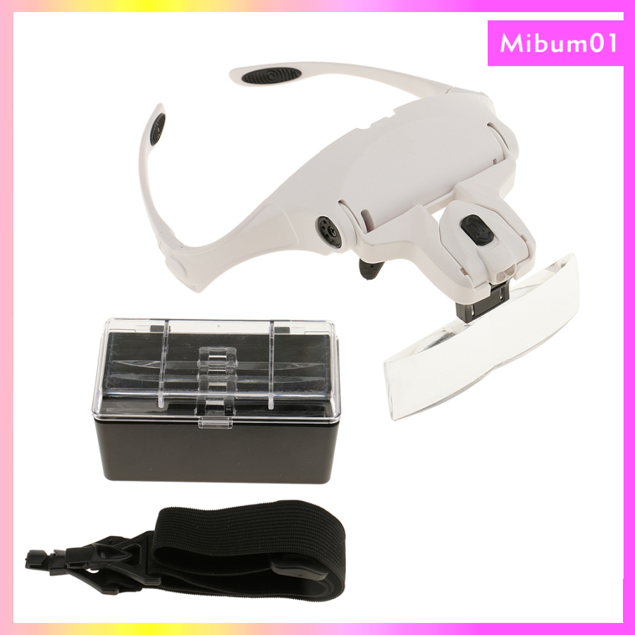 5 Lens Headband Double LED Lamp Head Light Jeweler Watch Repair Precise Work Handset Magnifier Magnifying Glass Loupe