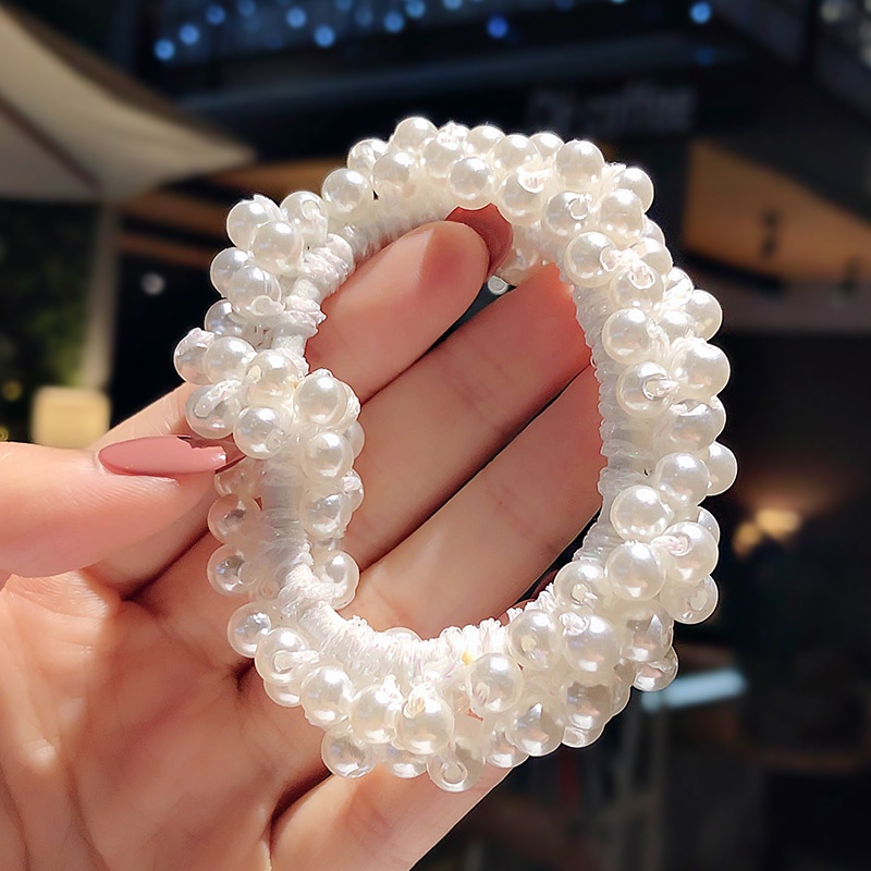 Dây Cột Tóc Cao Su Co Giãn Đính Ngọc Trai Phong Cách Hàn Quốc Đơn Giản Cho Nữ