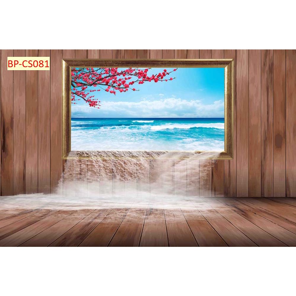 Tranh dán tường cửa sổ phong cảnh tưới mới