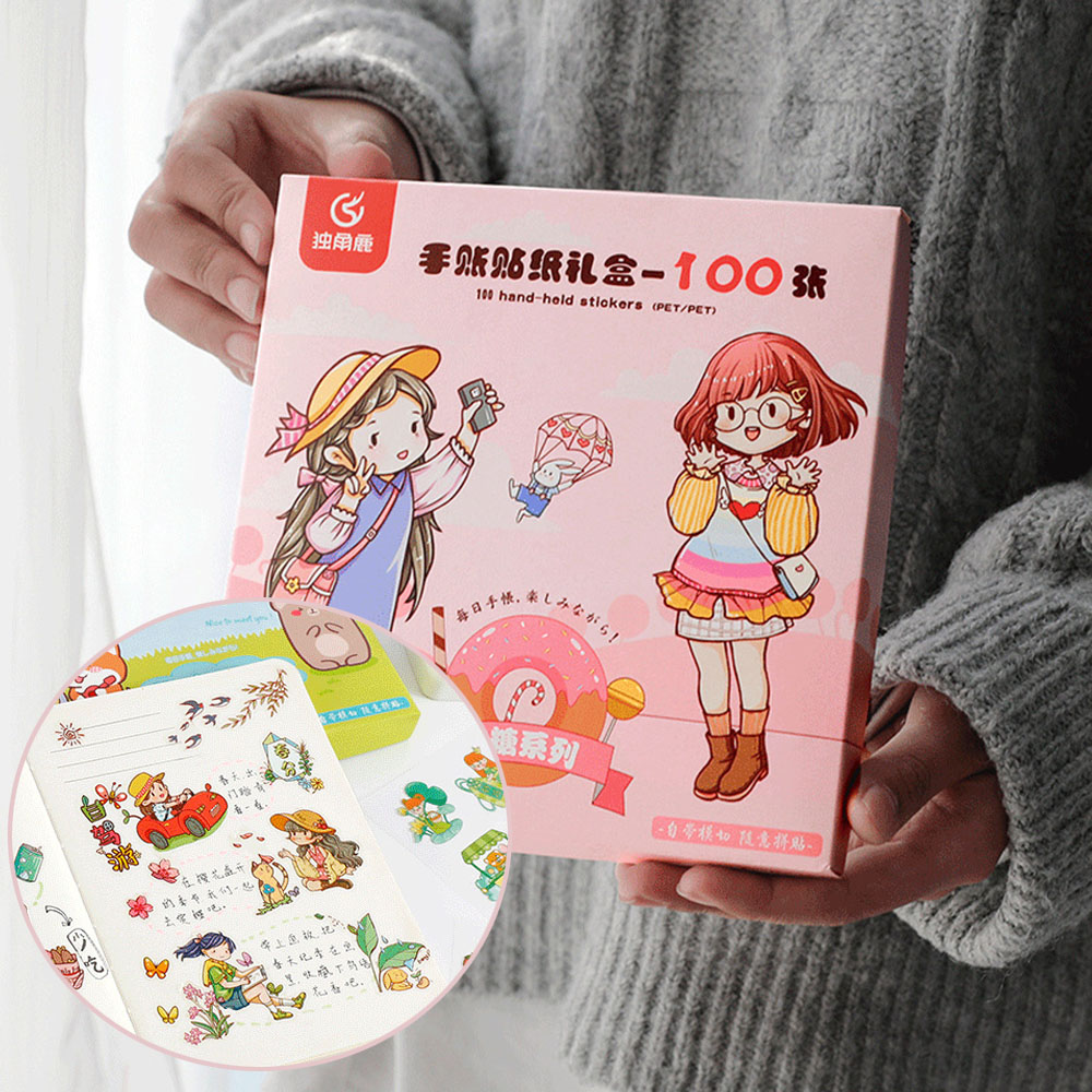 Set 100 Miếng Dán Trang Trí Hình Thú Cưng Đáng Yêu