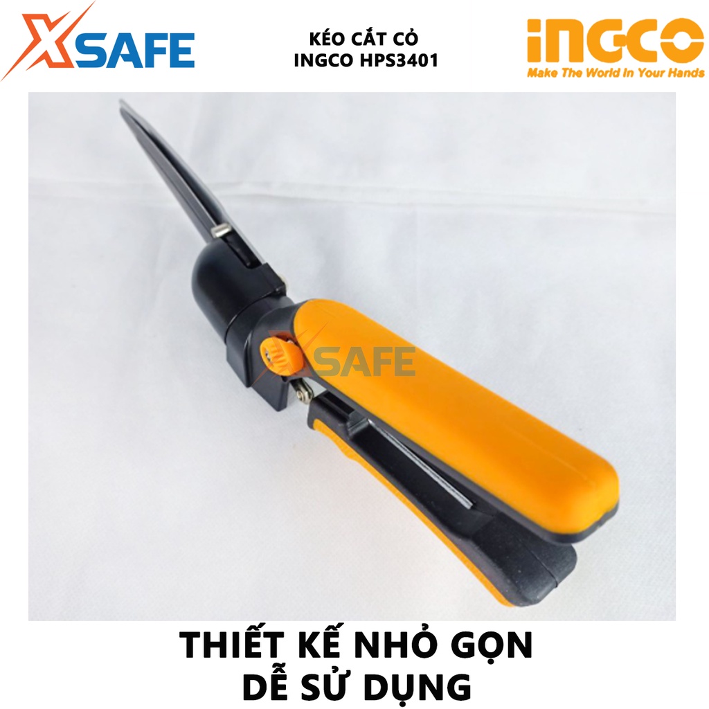 Kéo cắt cỏ INGCO HPS3401 Kéo làm vườn xoay 340 độ, tay cầm nhựa ABS cứng cáp, chịu nhiệt với lớp phủ chống dính