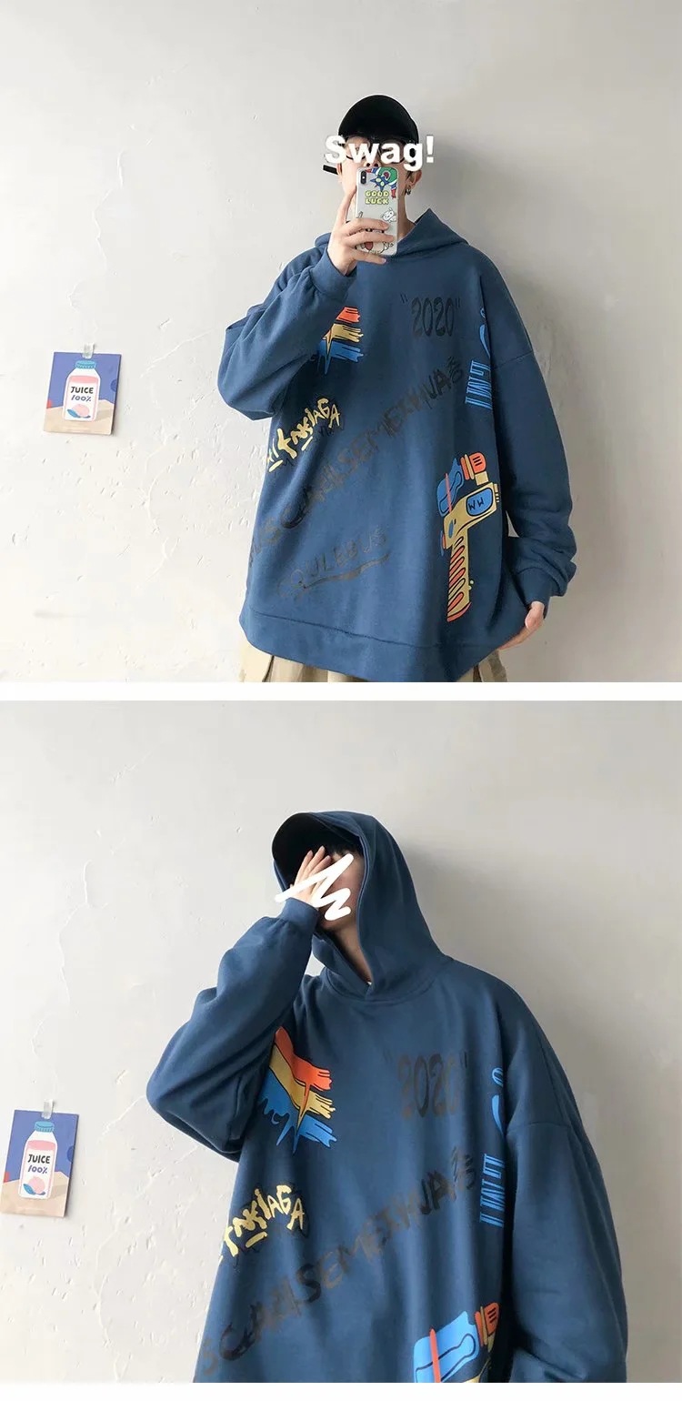 Áo Hoodie Dáng Rộng Họa Tiết Graffiti Cá Tính Cho Nam | BigBuy360 - bigbuy360.vn