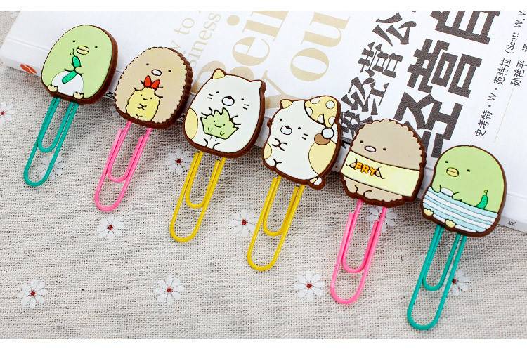 Gim giấy kẹp Giấy San-X SUMIKKO GURASHI Cute animal Paper Clips Stationery Metal Clear Binder Clips Photos Tickets Notes Letter Classmates friends birthday stationery gifts