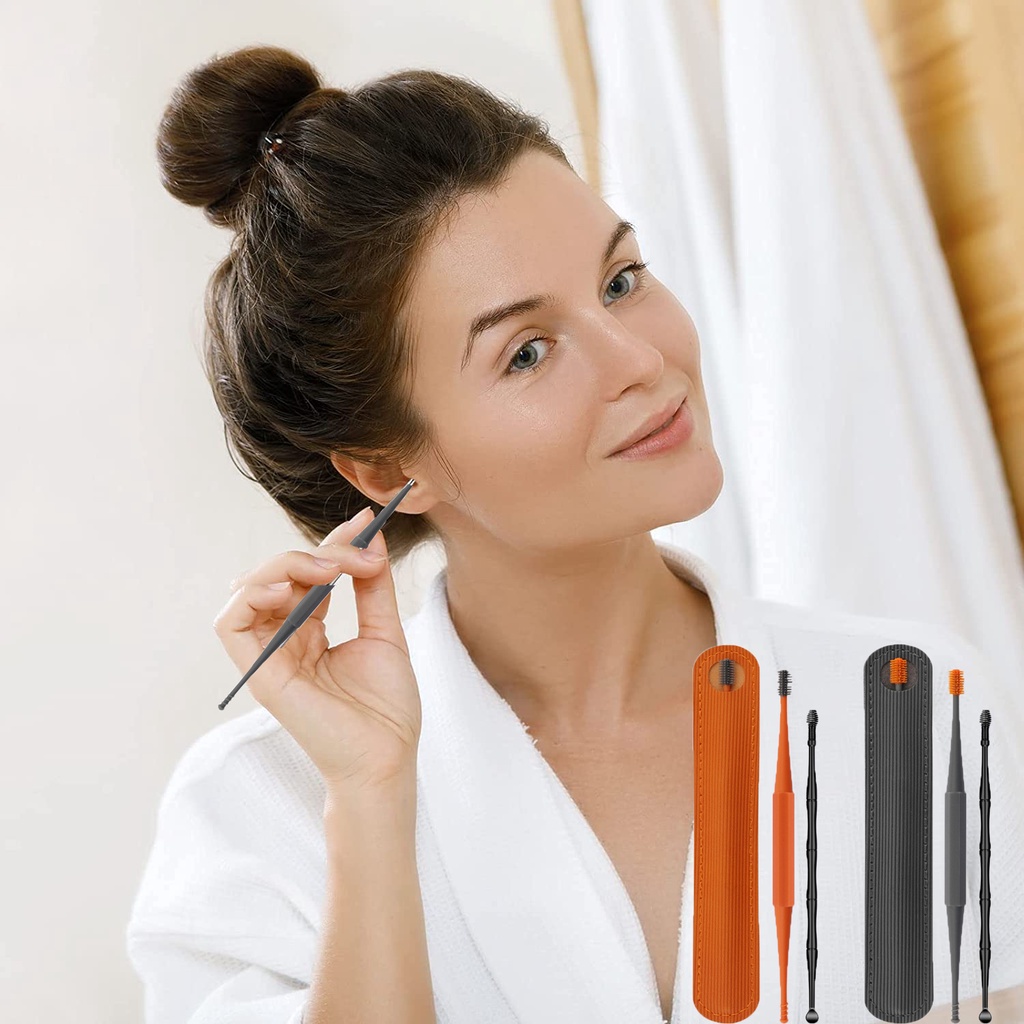 Set 1/2 que silicone vệ sinh ráy tai hai đầu tiện lợi