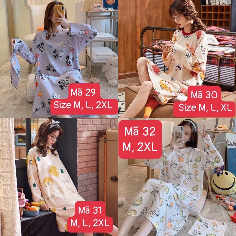 Bộ ngủ mặc nhà dài tay, váy ngủ dài tay (phát ngẫu nhiên) | BigBuy360 - bigbuy360.vn