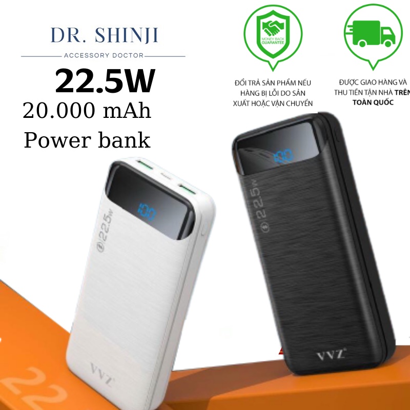 Sạc Dự Phòng  20000 mAh Sạc Nhanh PD 22.5W  Sạc Nhanh Với cáp sạc Lightning Type V-Y9 VVZ