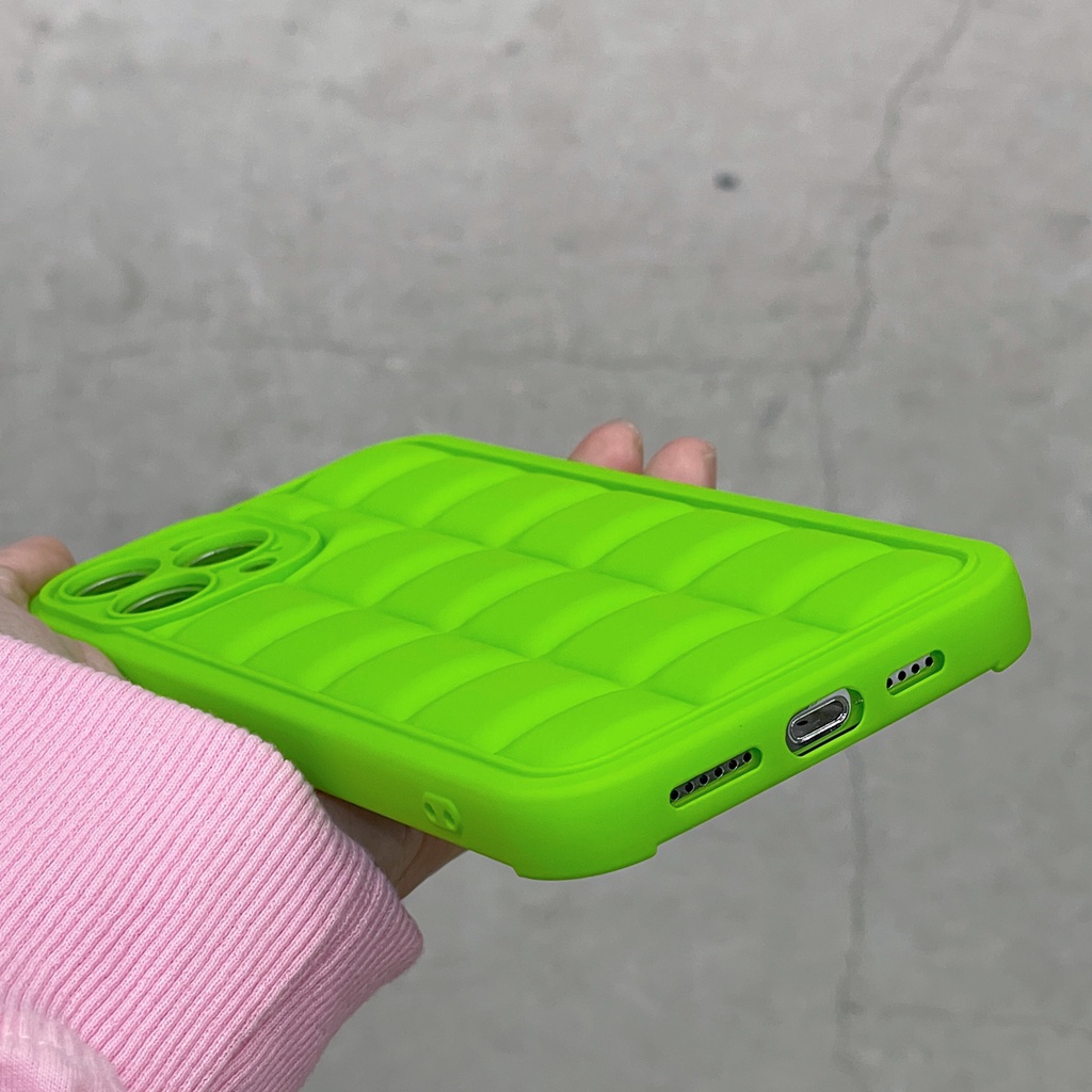 Ốp Điện Thoại TPU Mềm Màu Xanh Lá Dạ Quang Hình Vuông 3D Cho iphone 14 14pro 14 promax 14 plus 13 pro max 12 pro max 11 pro max xs max xr x