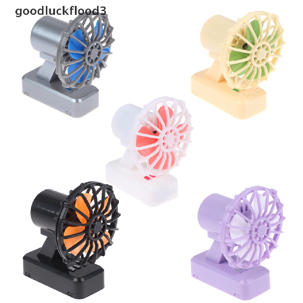 Quạt điện mini để bàn xoay được 1: 12 trang trí nhà búp bê độc đáo