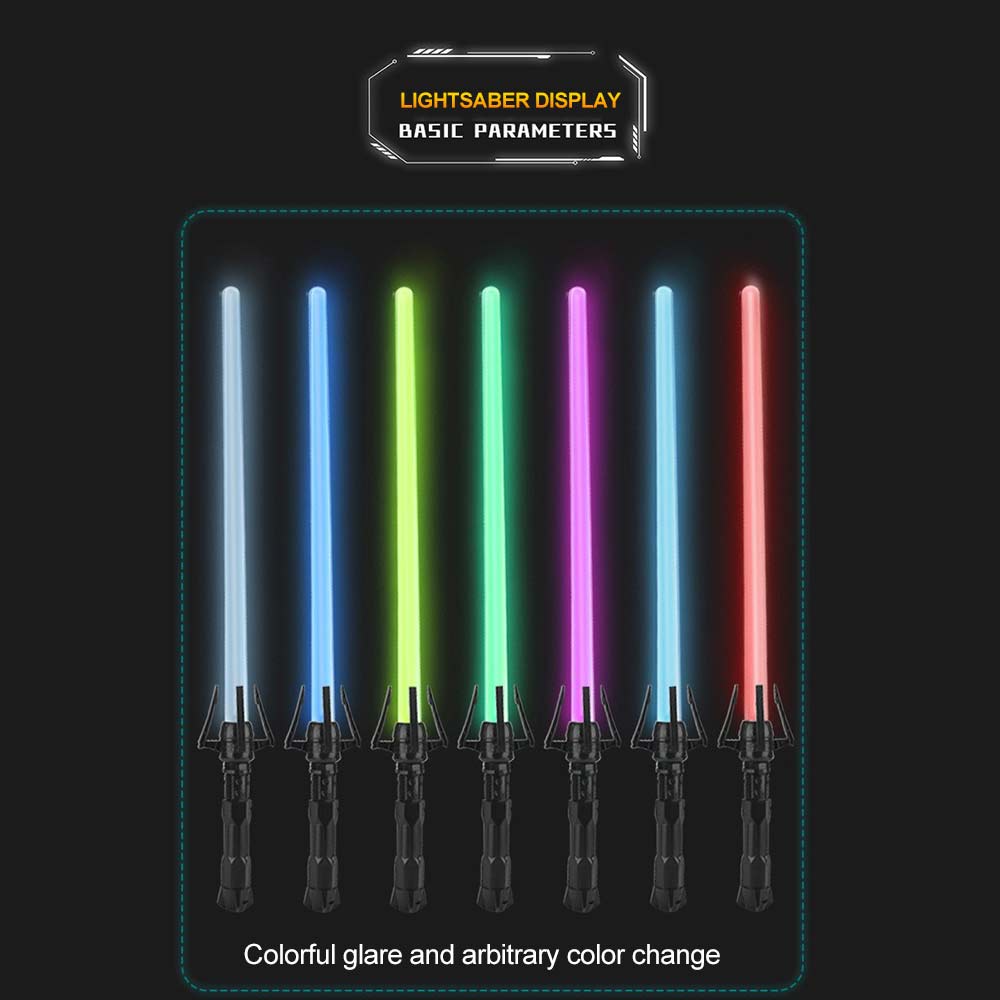 Star Wars Lightsaber RGB 7 Colors Change Metal Handle Laser Sword Heavy Duel Sound Two in One Lightsaber Cosplay Stage Props