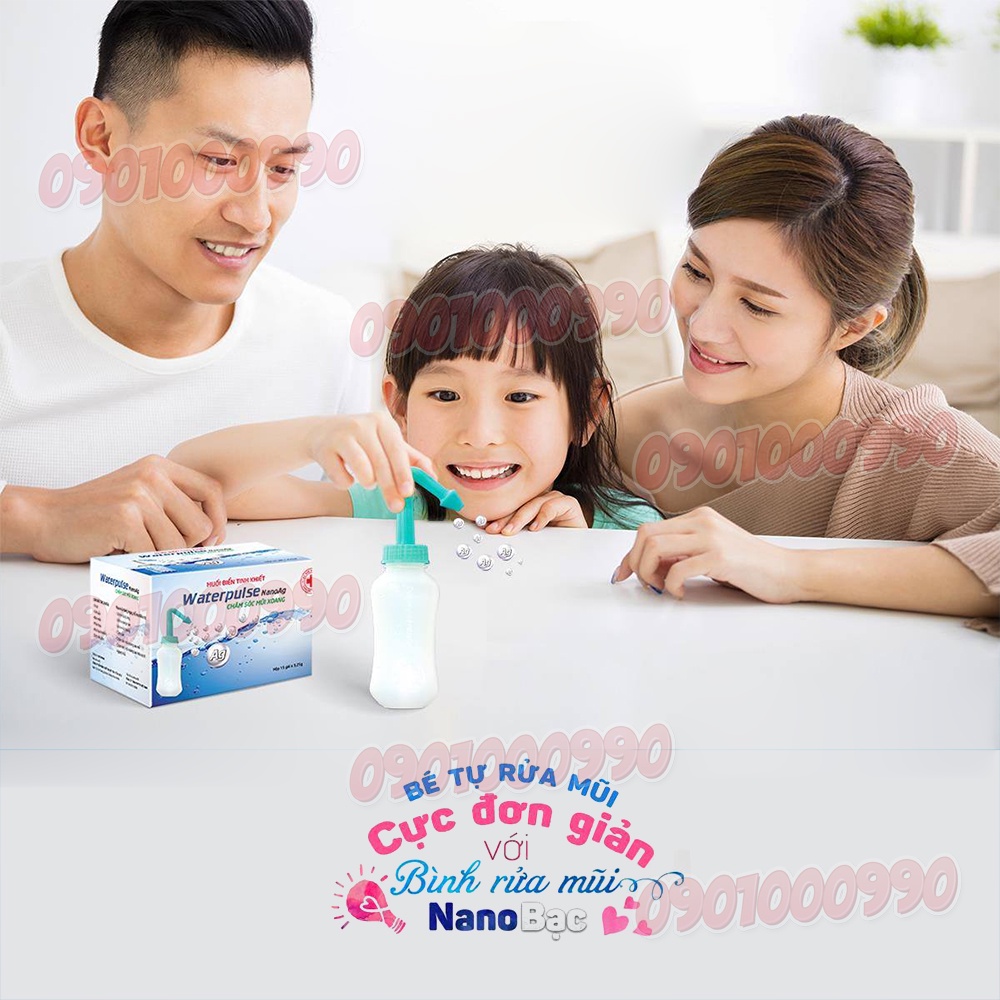 ⚡RẺ VÔ ĐỊCH⚡Bình rửa mũi Nano Bạc Waterpulse và gói muối rửa mũi chuyên dụng Nano Bạc