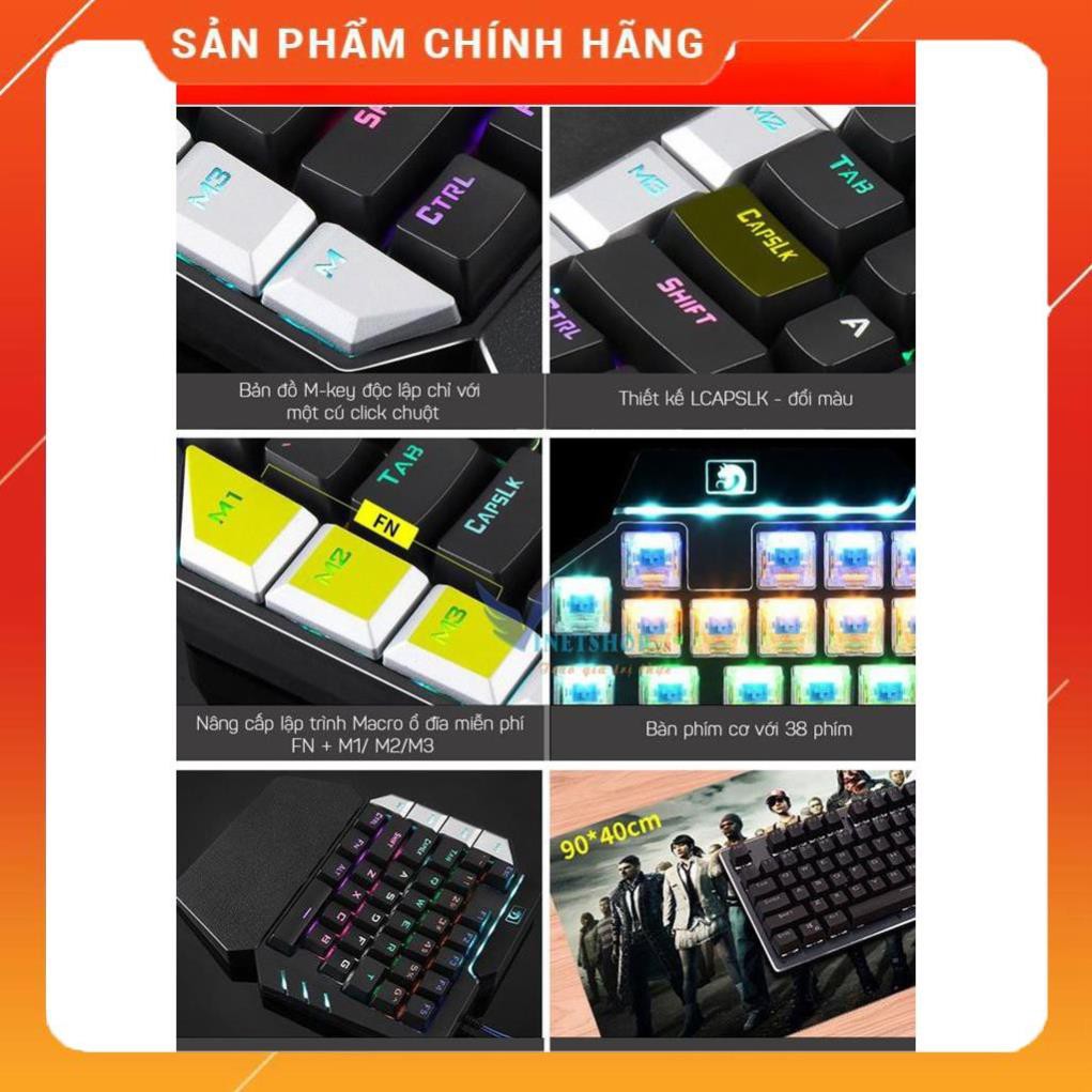 Xả Kho-  Bàn phím cơ 1 tay Technology K109 LED RGB swith blue chuyên game Pubg -DC3708