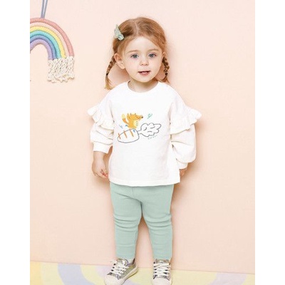 Bộ cotton dài trắng cáo cà rốt quần legging Nga Fish B1T2C2
