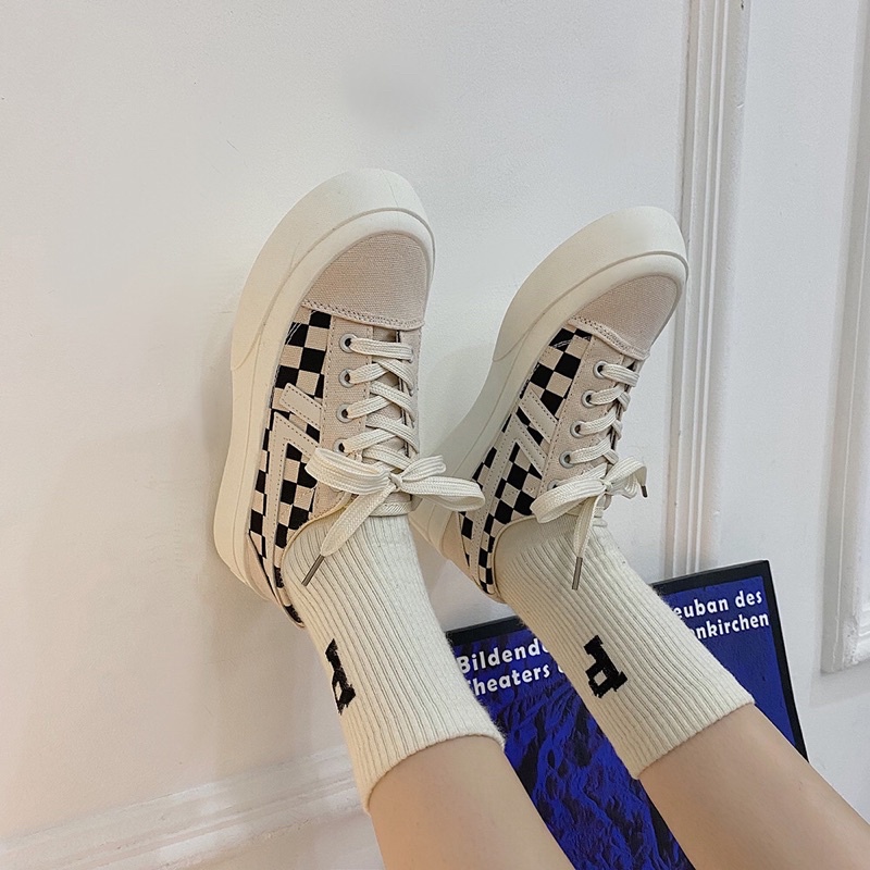SẴN Giày nữ thể thao sneaker đi học đẹp trắng đen đế cao 5 cm big size JAENIA G007
