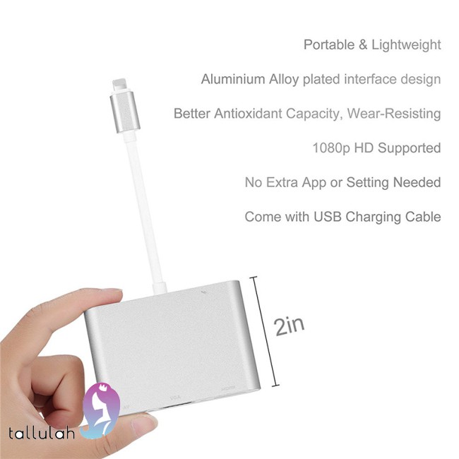 For iPhone Interface to HDMI VGA Jack Audio TV Adapter Cable for iPhone X iPhone 8 7 7 Plus 6 6S for iPad Series