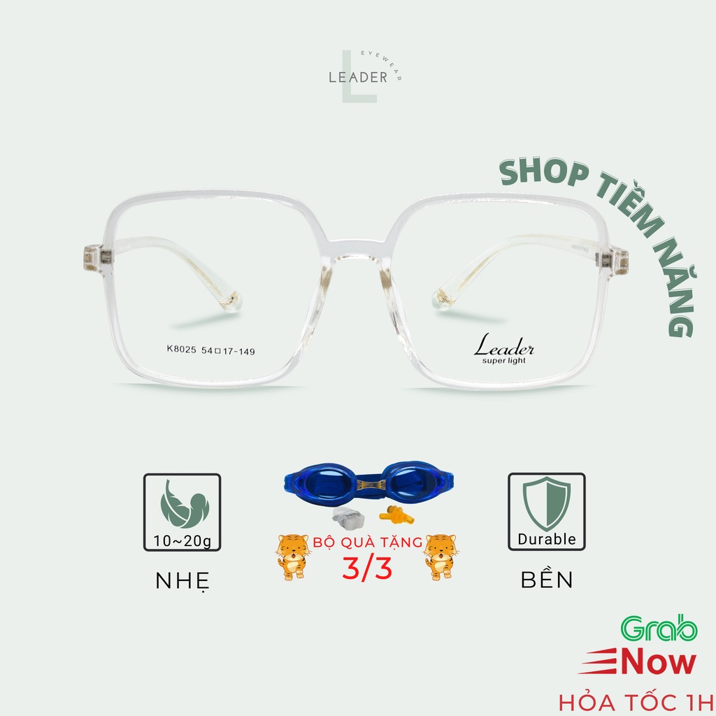 Kính gọng vuông Leader K8025 tròng kính oversized