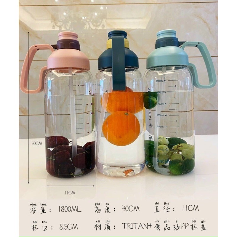 Bình Nước 1800ML Tặng Kèm Sticker 3D Bình Nước Tập Gym, Bình nước cầm tay,Cho Dân Văn Phòng | BigBuy360 - bigbuy360.vn