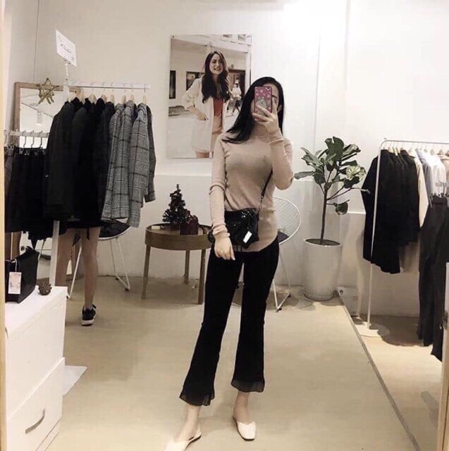QUẦN LOE SKINNY VẢI PHỐI REN CẠP CAO HÀNG QCL1 MS14266