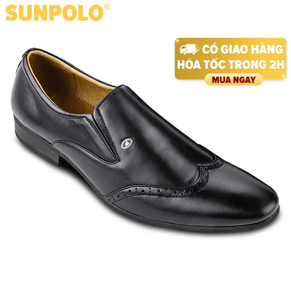 Giày Tây Nam Da Bò SUNPOLO Đen SUKS5573D