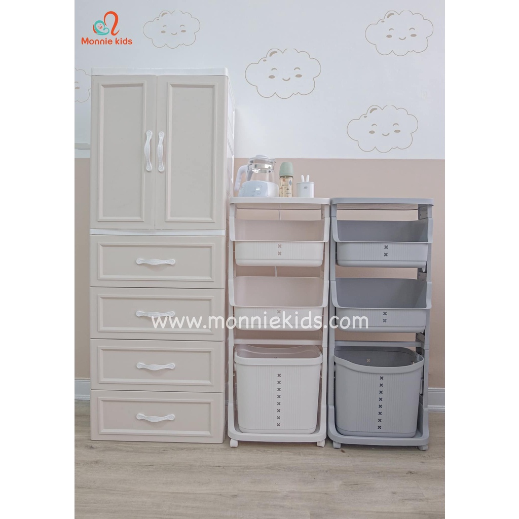 Kệ Nhựa Plastic MONMON 3 Tầng - 104x44x26 TB078