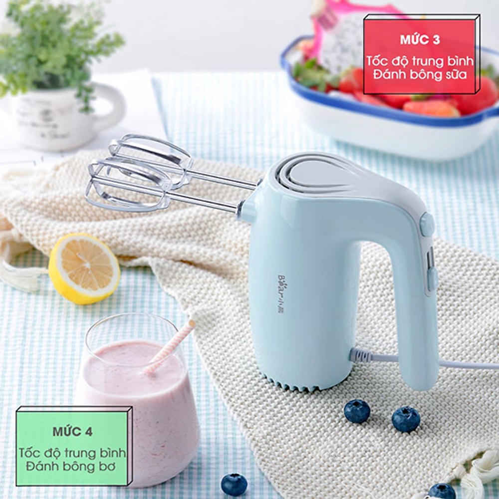Máy đánh trứng Mini cầm tay Bear DDQ-B02P5 - Thiết kế cầm tay nhỏ gọn - 5 chế độ đánh - Bảo Hành 12 Tháng