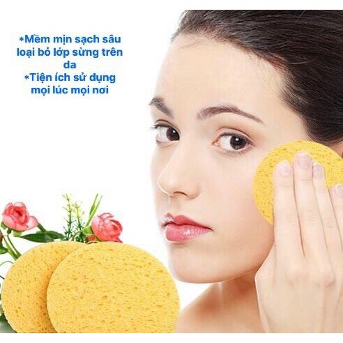 Mút rửa mặt nén The Face Shop bọt biển tẩy da chết massage mặt Linh Giang chính hãng