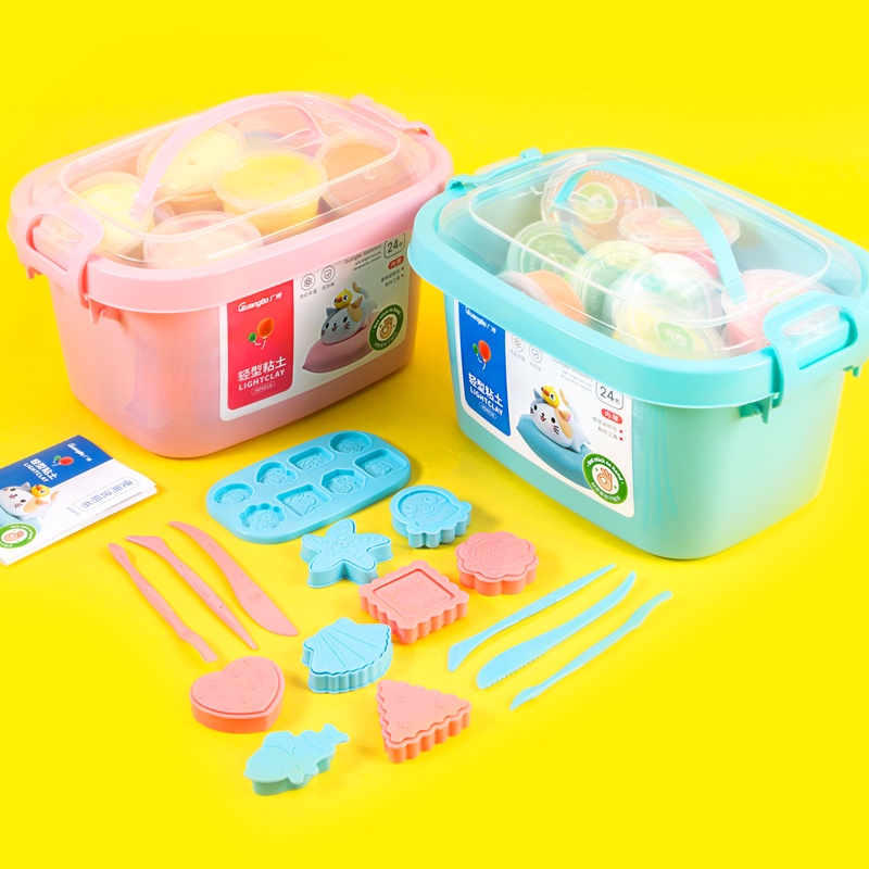 [NEW ARRIVAL] Bộ đất nặn tự khô Softclay tạo hình GuangBo 12/24/36 làm butter slime, màu an toàn, kèm khuôn 04017/18/19