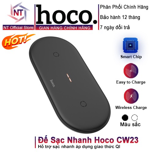 Đế Sạc Nhanh Không Dây Hoco CW23 10W Chính Hãng Kèm Cáp X5 Type C – Bảo Hành 12 Tháng