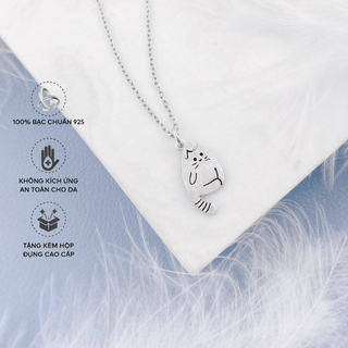 Dây chuyền bạc blue peach cute cat dc590