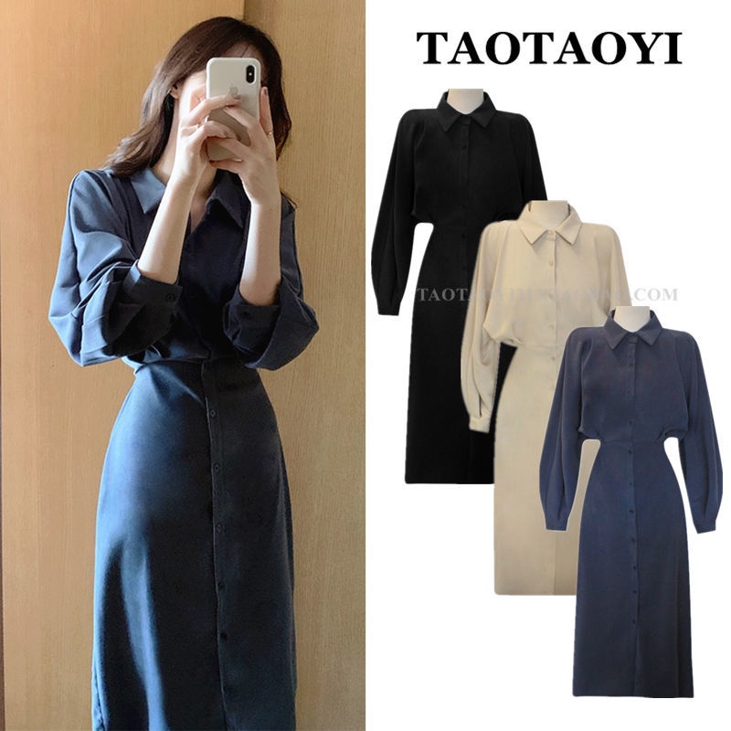 【Gửi hàng từ Trung Quốc】2022 mùa xuân mới phiên bản Hàn Quốc của tính khí retro eo áo sơ mi mỏng váy phụ nữ Pháp ánh sán