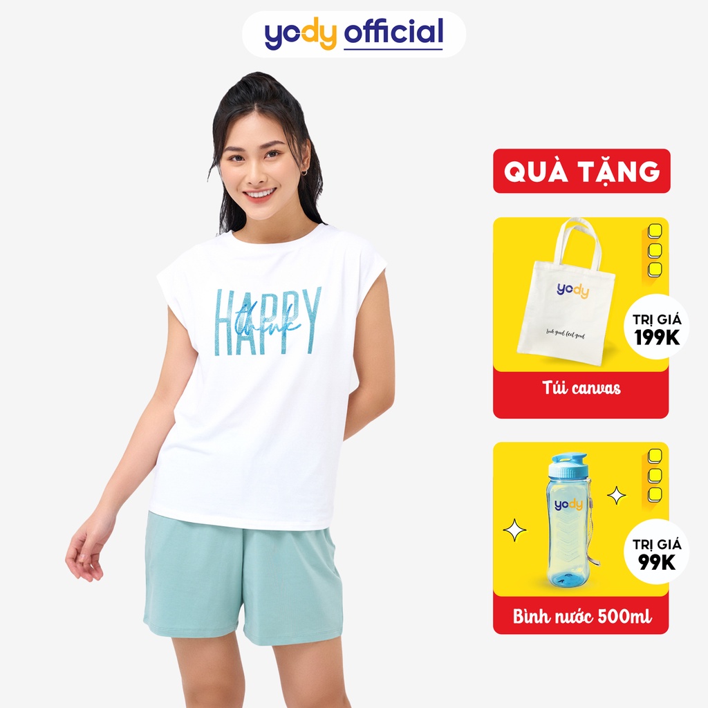 Bộ đồ nữ YODY mặc nhà chất cotton thoải mái thoáng mát - BDN5090